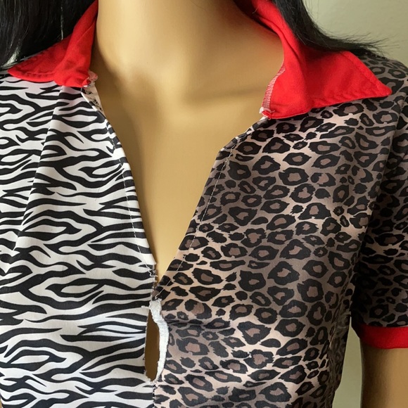 Half Zebra Half Cheetah Collared Dress - Picture 8 of 14